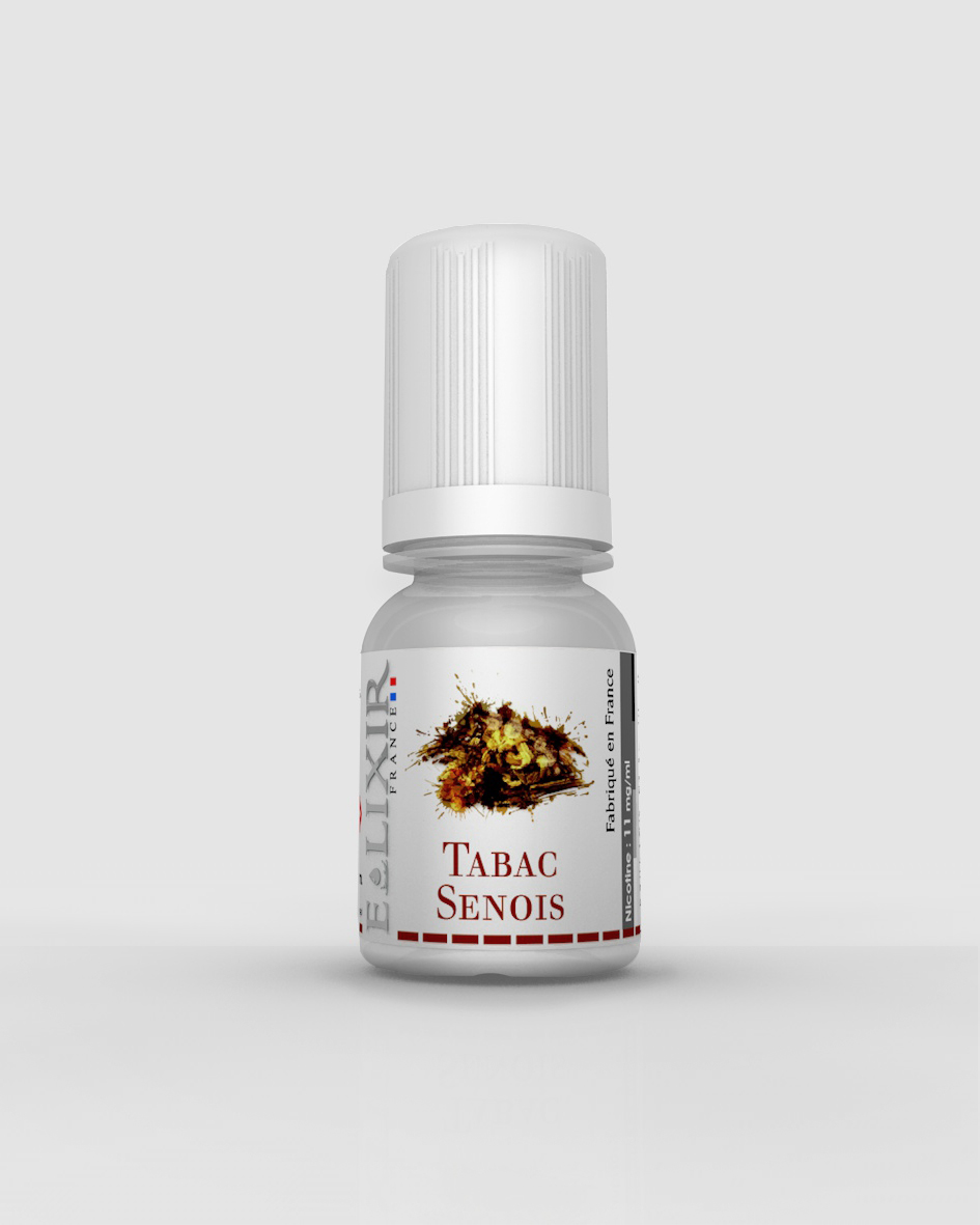 fiole de e-liquide elixir parfum tabac senois