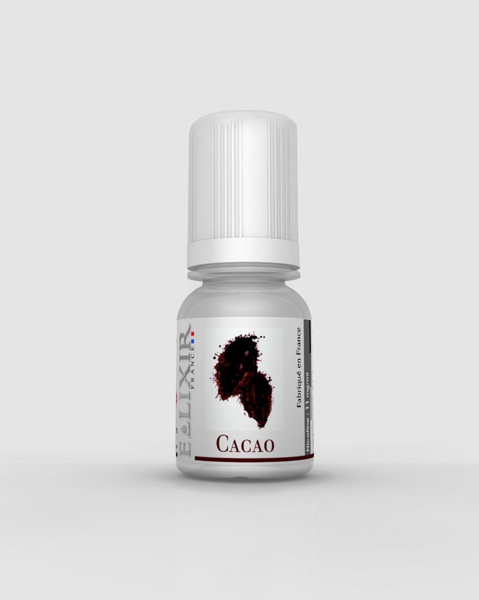 fiole de e-liquide elixir parfum cacao