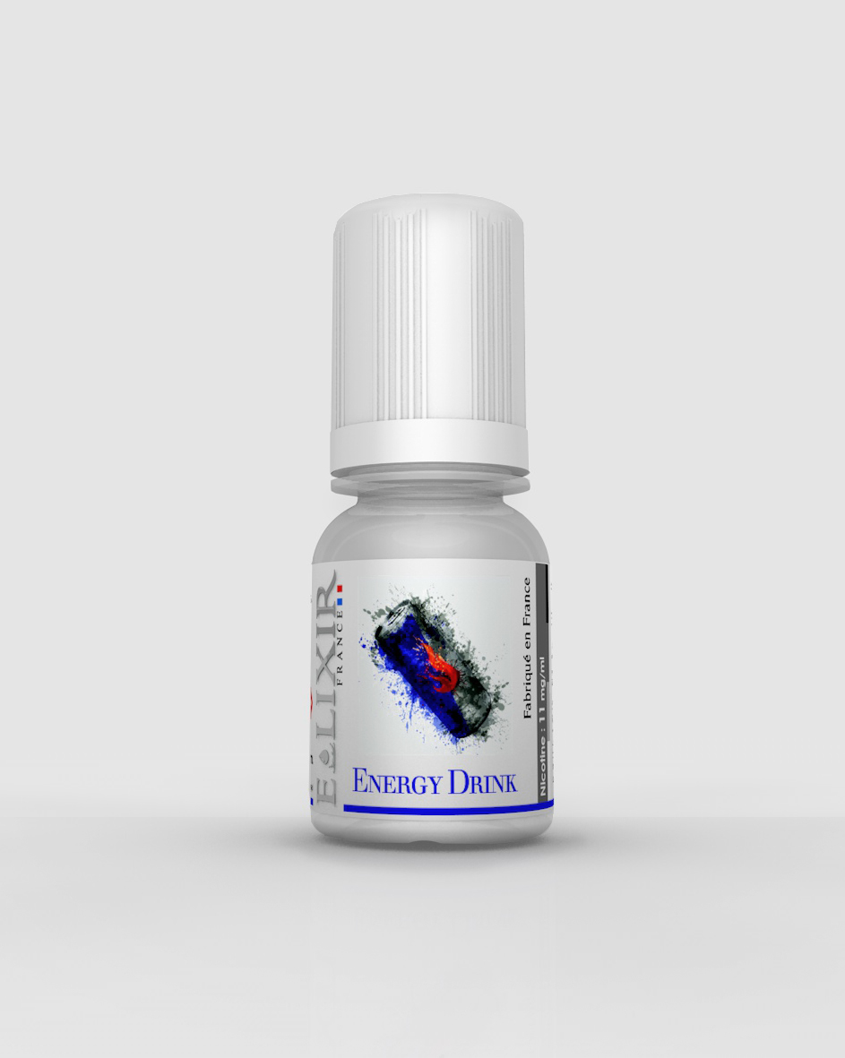 fiole de e-liquide elixir parfum energy drink